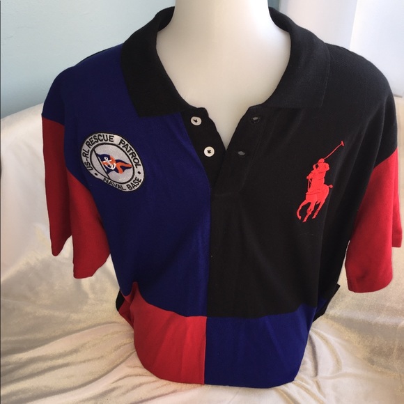 Men’s Red, Black and blue  button collar Polo - Picture 2 of 6